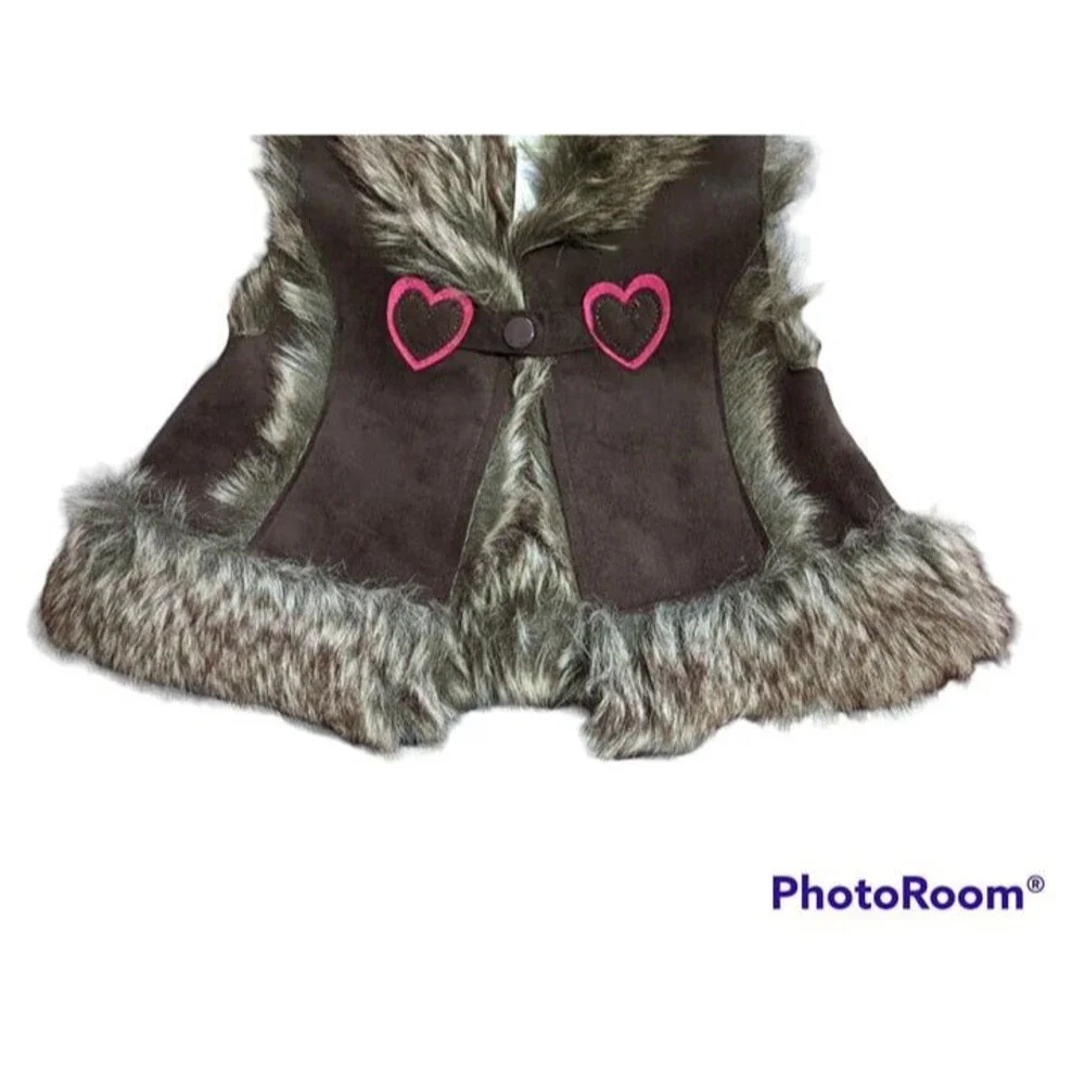Girl's First Impressions Play Faux Fur & Faux Leather Vest, 18 Months